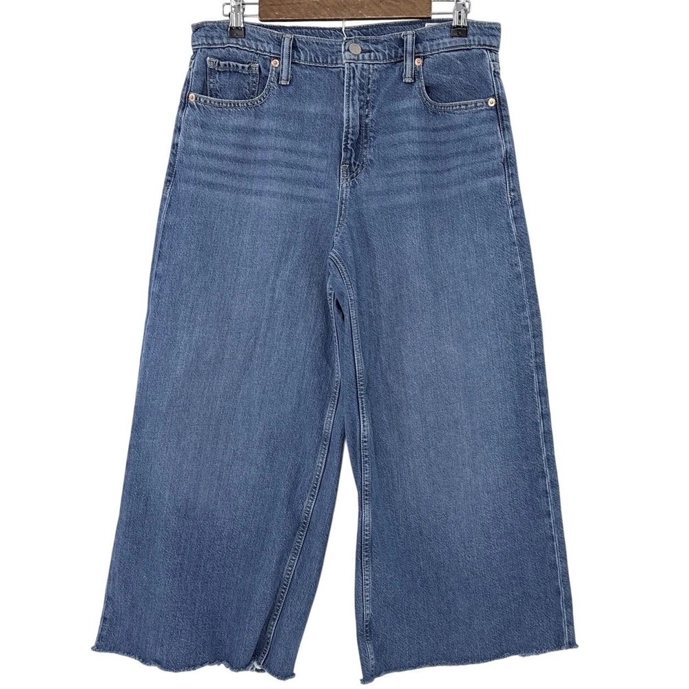Gap Women's Baggy‎ Mid-Rise Denim DIY Cropped Jeans Sz 28/8Wide-Leg Boho READ